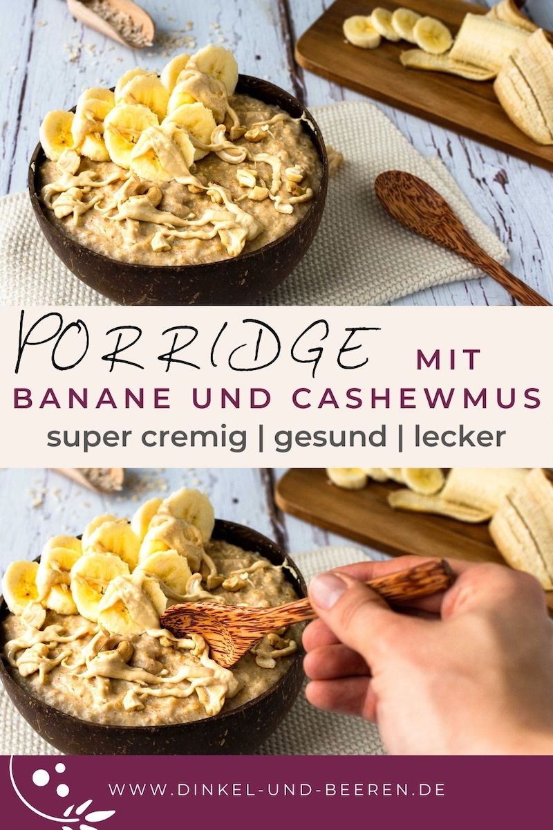 Porridge Banane Cashewmus gesund vegan