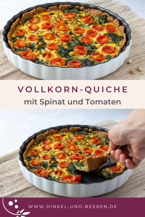 Vollkorn-Quiche mit Spinat und Tomaten