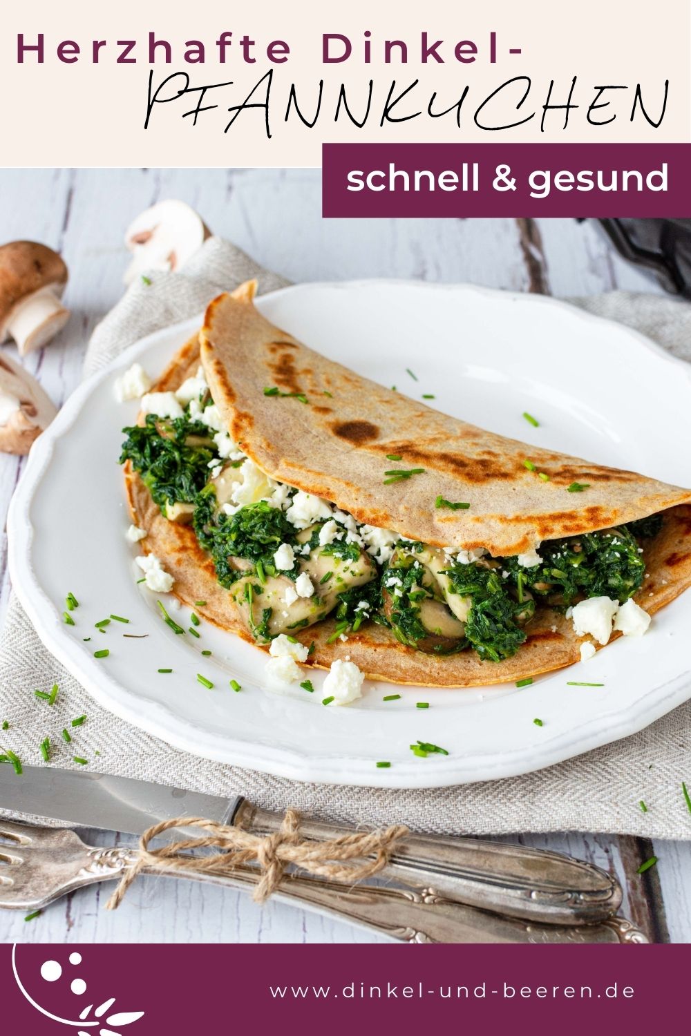 Herzhafte Dinkelpfannkuchen mit Spinatfüllung