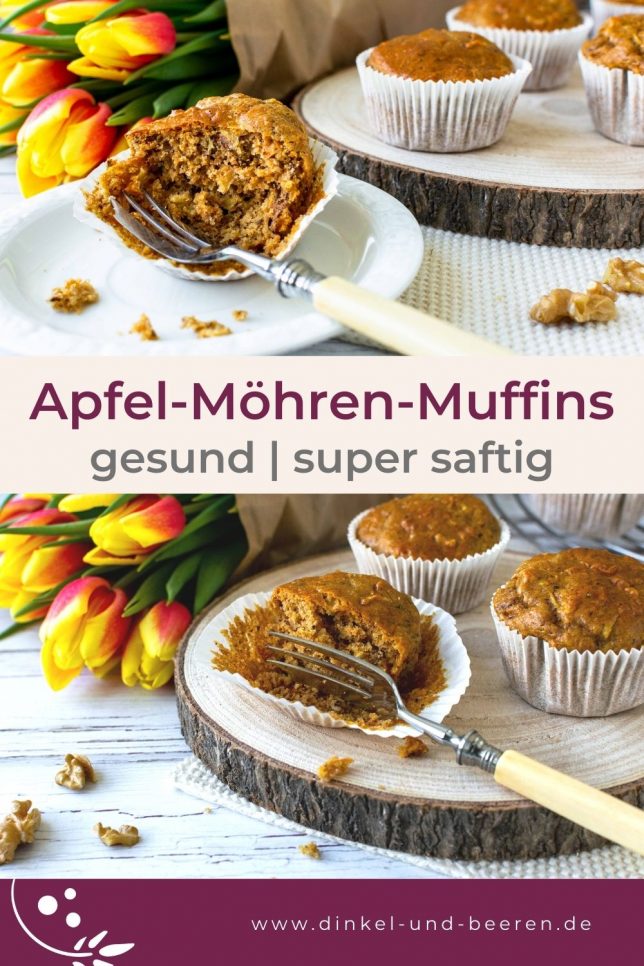Gesunde Apfel-Möhren-Muffins mit Nüssen | Dinkel &amp; Beeren
