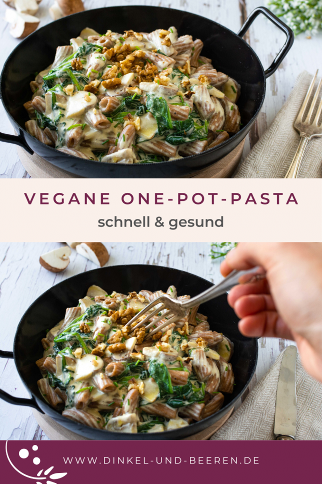 Vegane One Pot Pasta Vegane One Pot Pasta Spinat Champignons