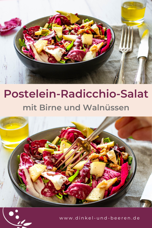 Postelein Radicchio-Salat gesund Postelein Radicchio Salat mit Birne (Portulak)