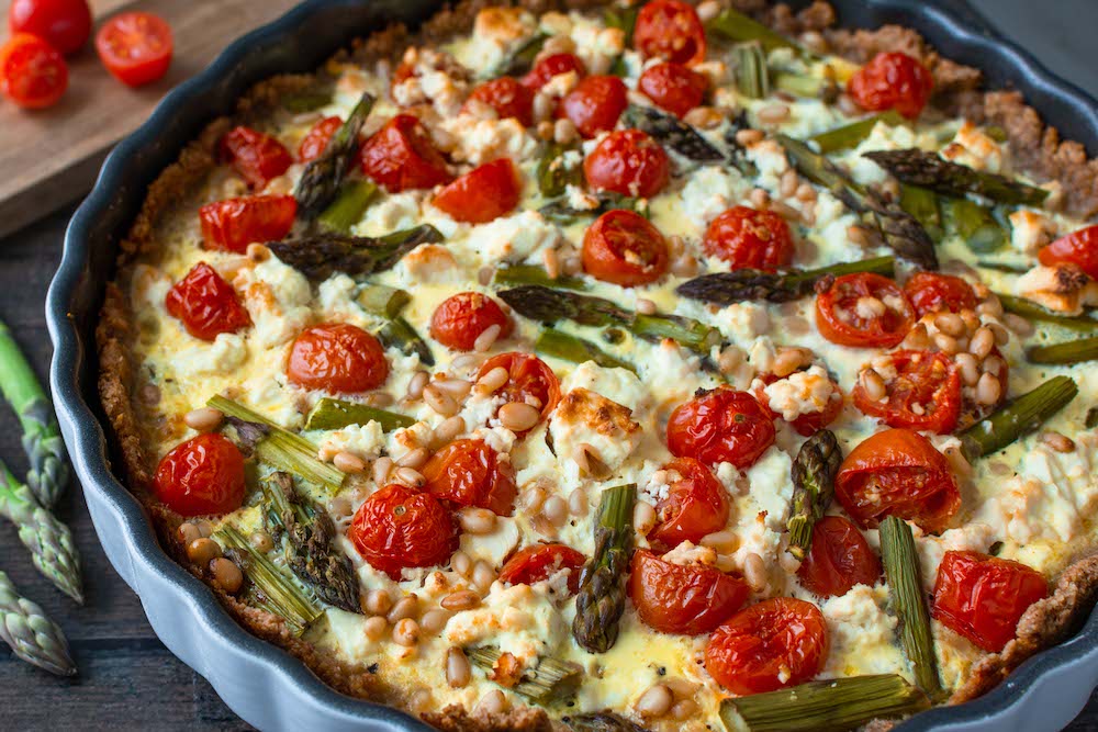 Spargel-Quiche mit Tomaten Vollkorn gesund