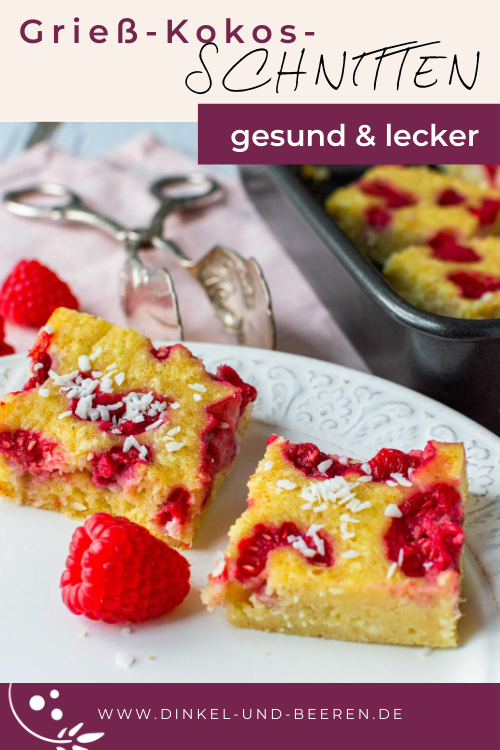 Grieß-Kokos-Schnitten mit Himbeeren gesund Grieß Kokos Schnitten Himbeeren gesund zuckerfrei