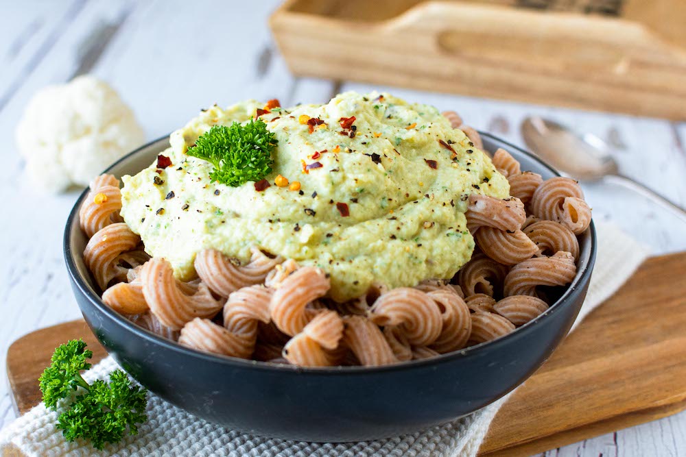 Blumenkohl-Nudelsauce gesund vegan glutenfrei