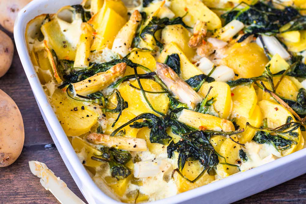 Kartoffel-Spargel-Auflauf vegetarisch vegan gesund