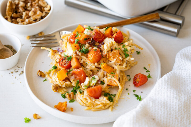 Kürbis Feta Pasta (aus dem Ofen)
