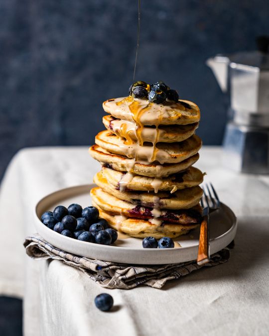 Bananen Blaubeer Pancakes