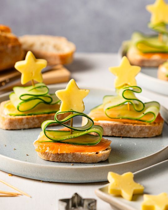 Tannenbaum Brote mit Gurke Weihnachten.