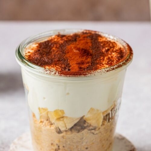Tiramisu Overnight Oats gesund Rezept.