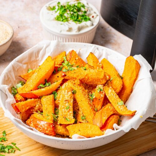 Kürbis Pommes aus dem Airfryer.